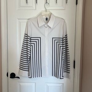 STYLEWE Striped Shirt Collar Urban Blouse - Size XL